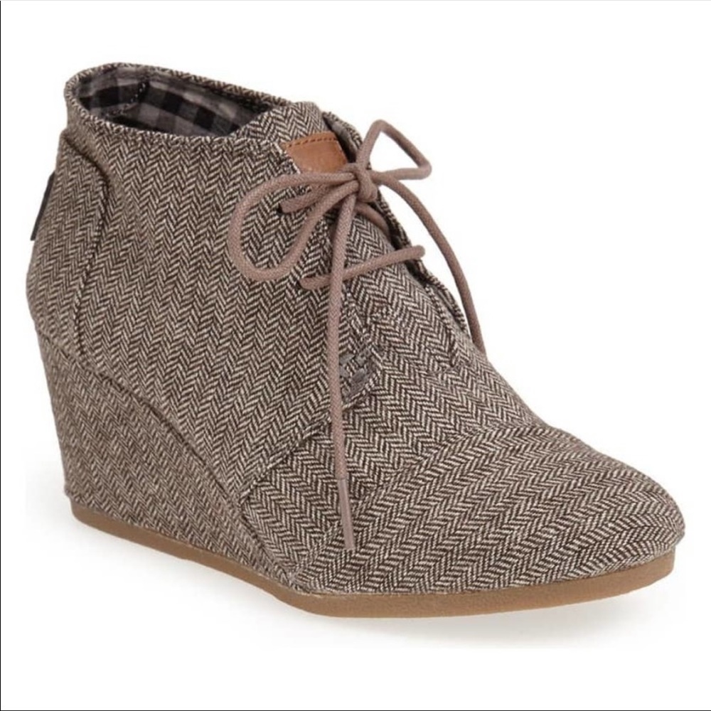 Toms Herringbone Desert Wedge Booties Shoes